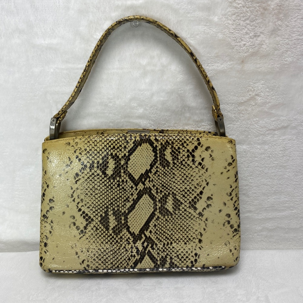 Andrew Geller Snakeskin Print Handbag Purse Snap Clutch‎